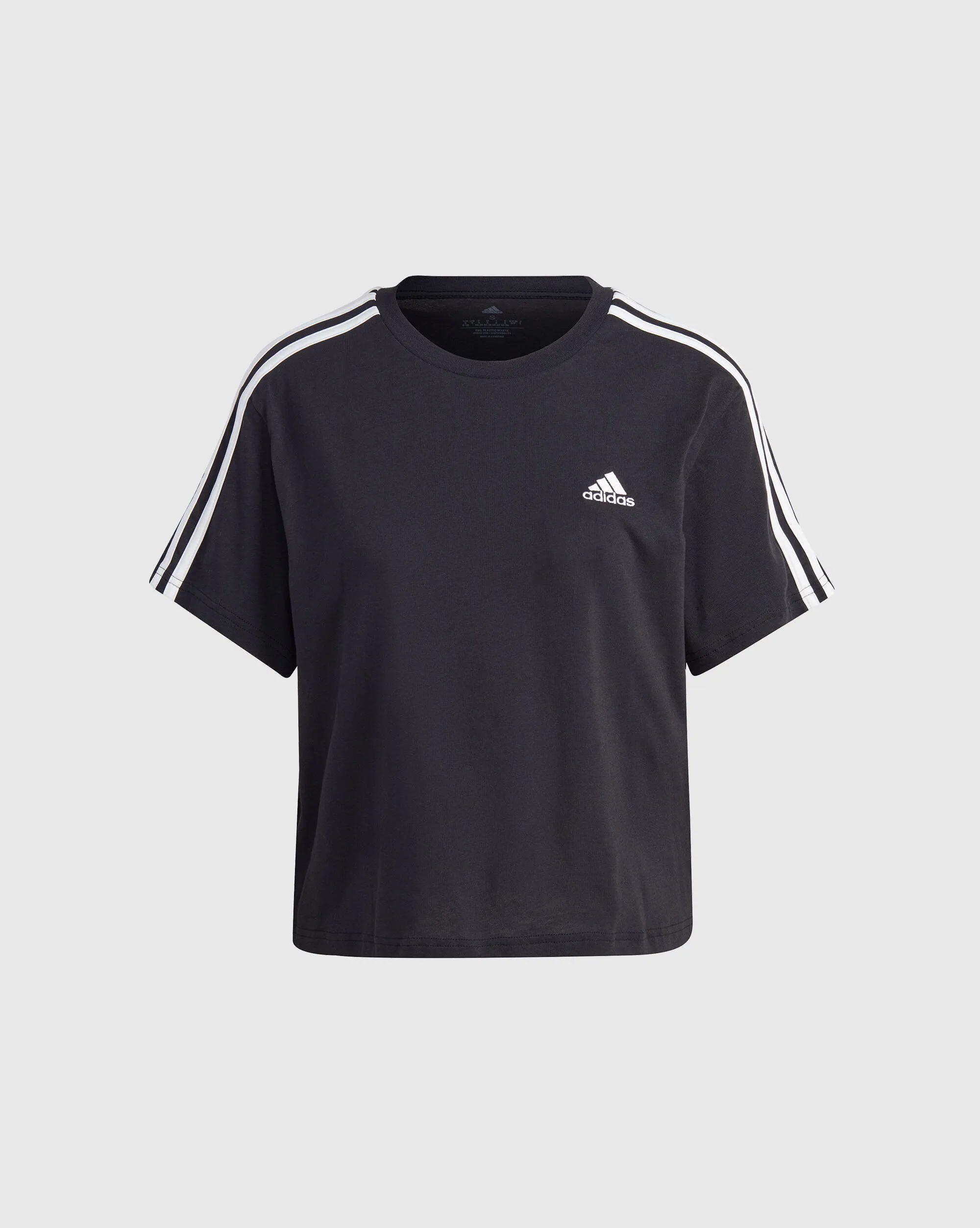 Adidas T-shirt Essentials 3-Stripes Single Jersey Crop Nero Donna