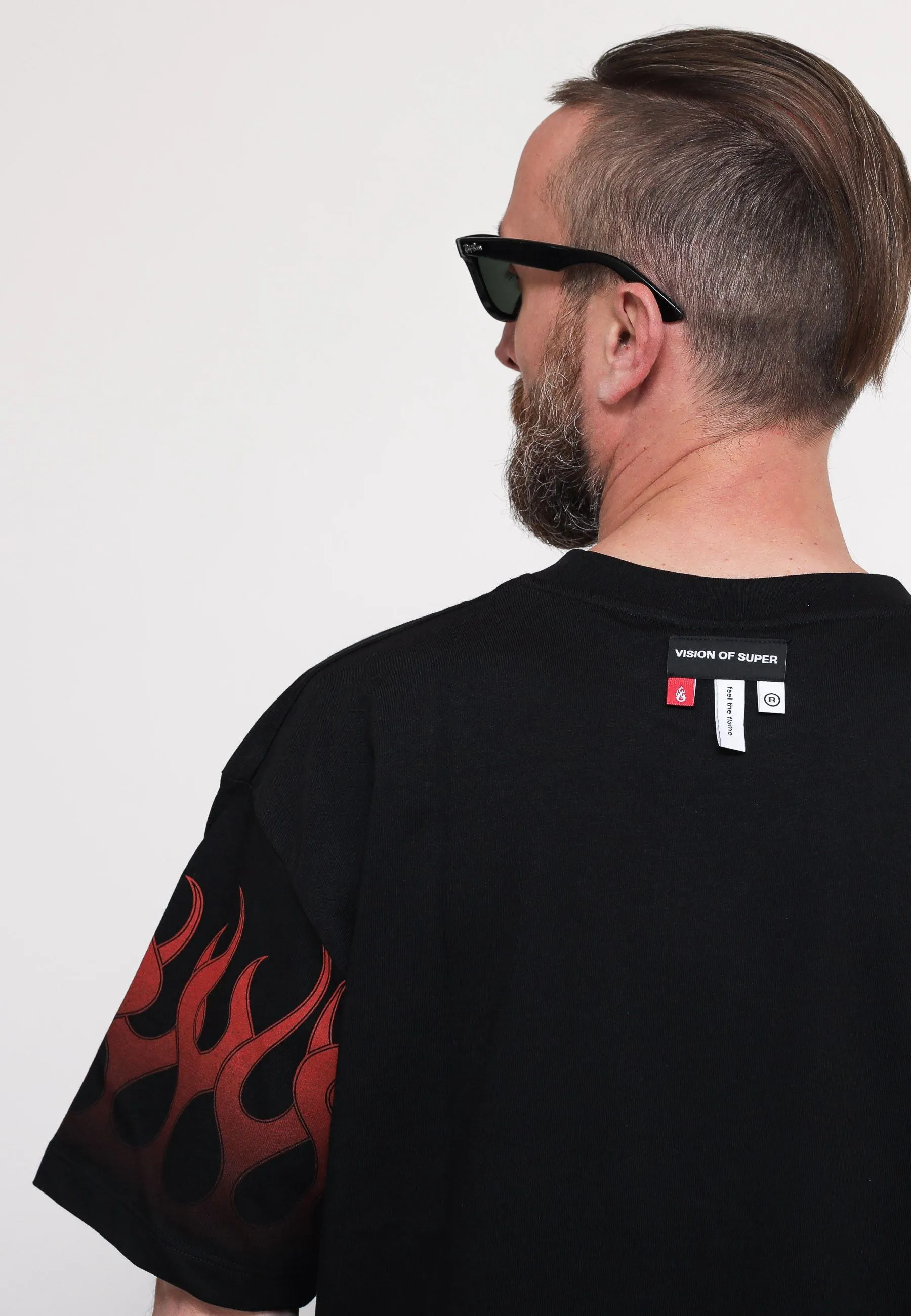 Black T-Shirt Whit Red Flames