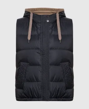 Brunello Cucinelli Gilet in piumino blu con coulisse MR4052645P