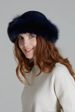 Cappello cashmere e volpe