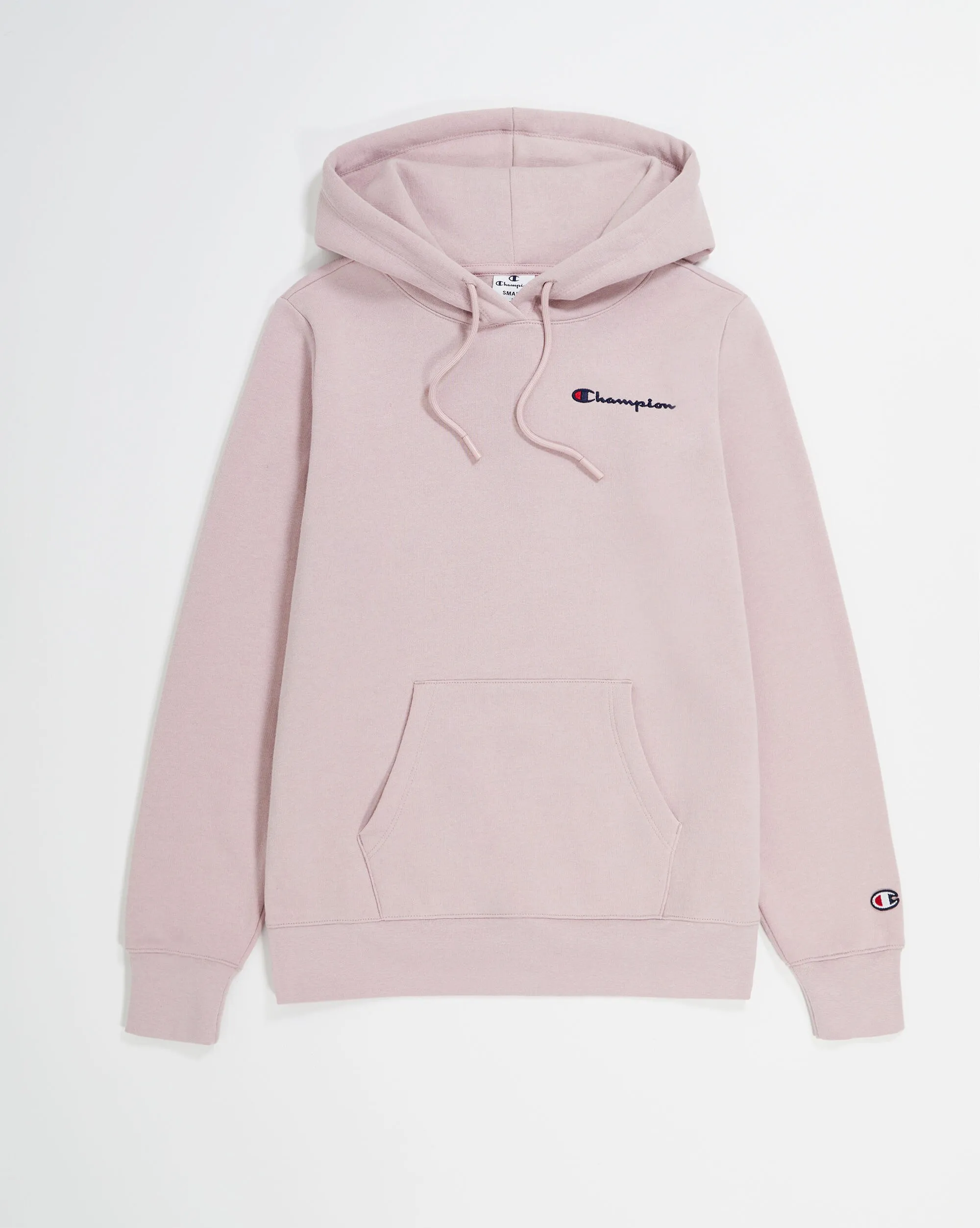 Champion Felpa Con Cappuccio in Fleece Misto Cotone Mini Logo Rosa Donna