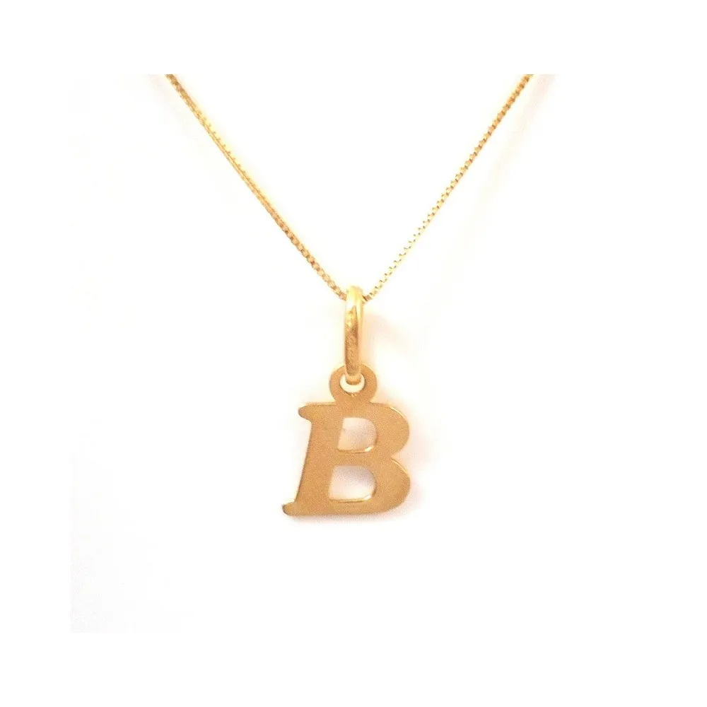 COLLANA UNISEX IN ORO GIALLO 18 KT CON LETTERA INIZIALE B