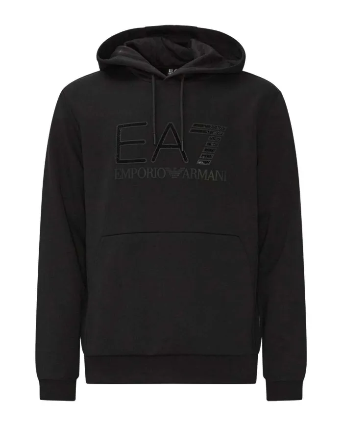 EA7 Armani Felpa Uomo 3LPM91 PJARZ A-EE Cappuccio Cotone 1200 BLACK