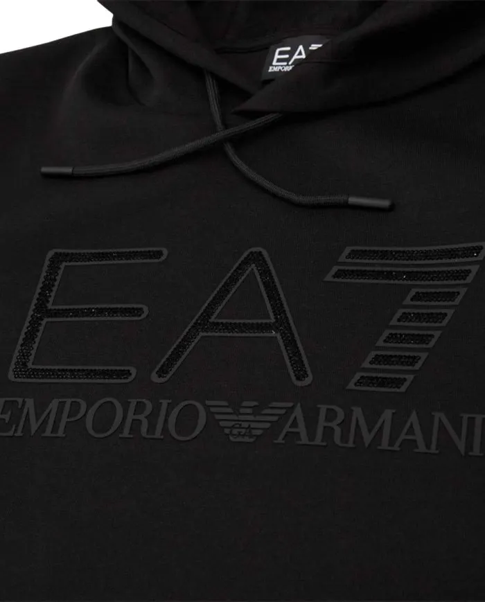 EA7 Armani Felpa Uomo 3LPM91 PJARZ A-EE Cappuccio Cotone 1200 BLACK