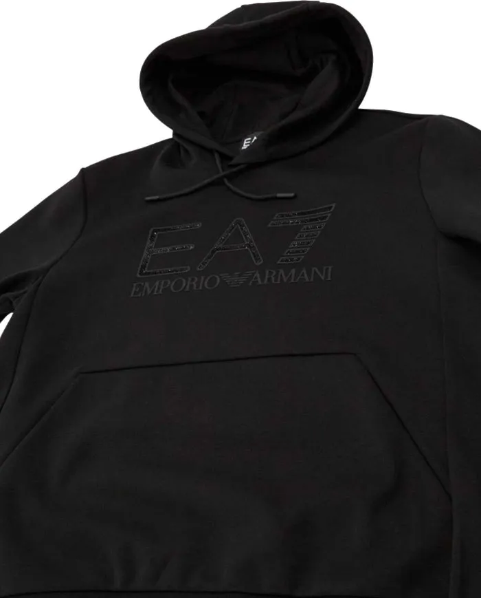 EA7 Armani Felpa Uomo 3LPM91 PJARZ A-EE Cappuccio Cotone 1200 BLACK