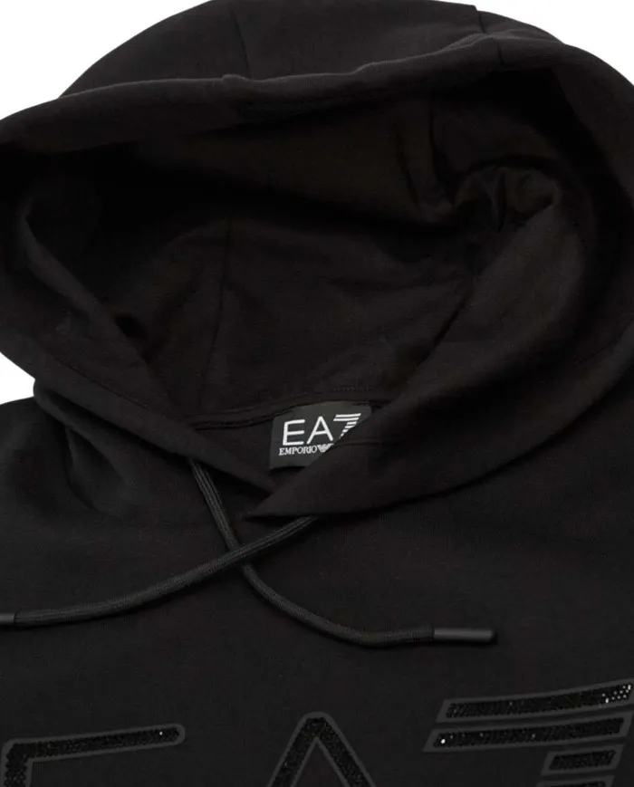 EA7 Armani Felpa Uomo 3LPM91 PJARZ A-EE Cappuccio Cotone 1200 BLACK