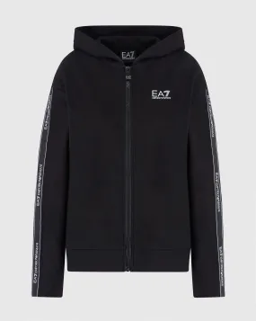 Emporio Armani EA7 Felpa Full-Zip Con Cappuccio Nero Donna