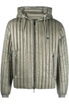   Emporio Armani     Emporio Armani Piumino Con Cappuccio Water Repellent In Nylon Matelassé Verticale    