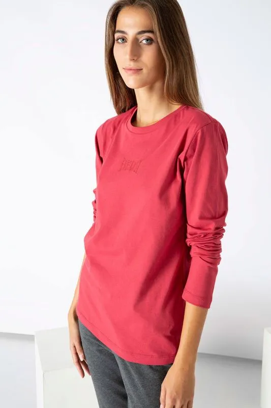 EVERLAST T-SHIRT DONNA M/L Deep Red in jersey cotone