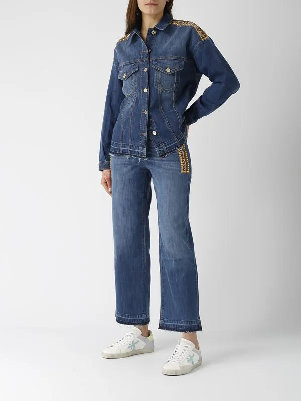 Jeans donna Nenette in cotone stretch con strass Denim Medio