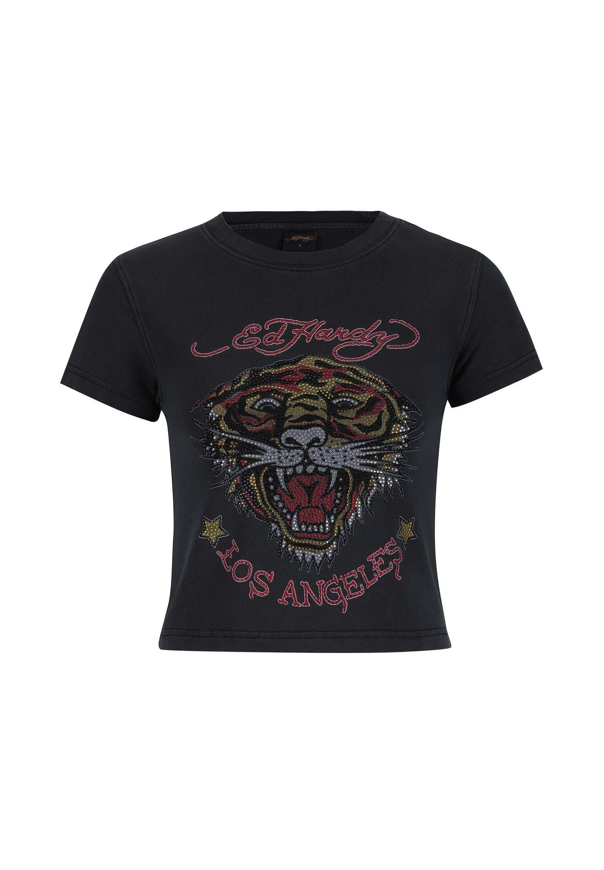 LA-ROAR-TIGER DIAMANTE CROPPED   - T-shirt con stampa