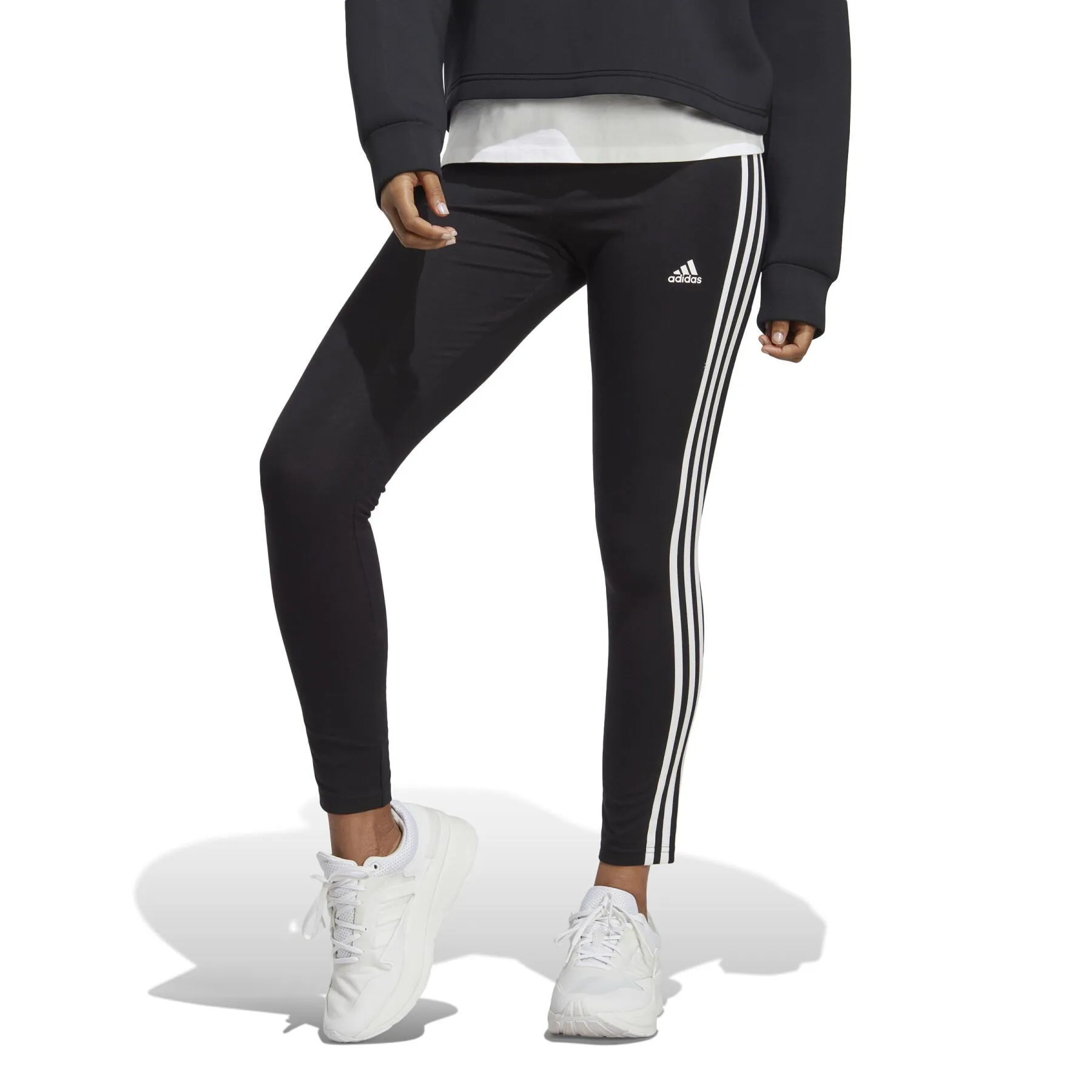 Legging donna a vita alta in jersey semplice adidas Essentials 3-Stripes