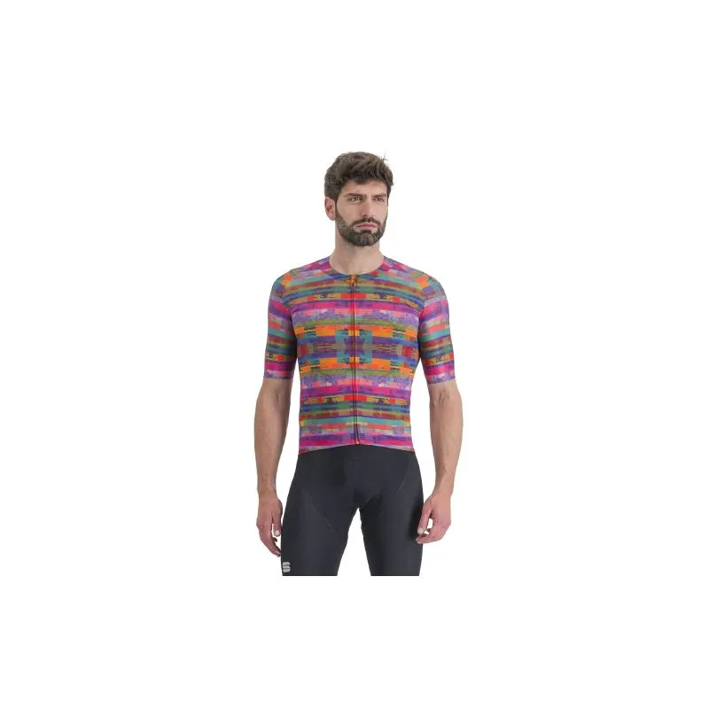 Maglia da ciclismo da uomo SPORTFUL GLITCH BOMBER JERSEY (MULTICOLOR PINK)