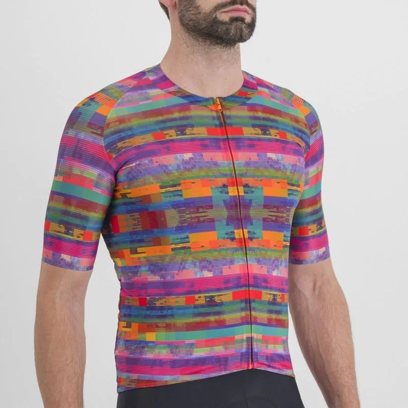 Maglia da ciclismo da uomo SPORTFUL GLITCH BOMBER JERSEY (MULTICOLOR PINK)