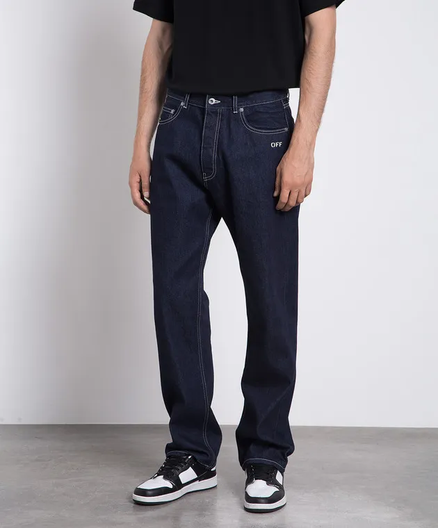 Off-White Jeans blu con logo OMYA138F23DEN001