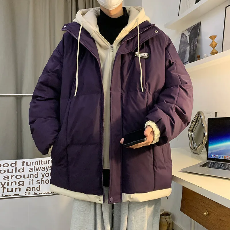 Piumino imbottito con inserto finto felpa con cappuccio in stile korean street wear