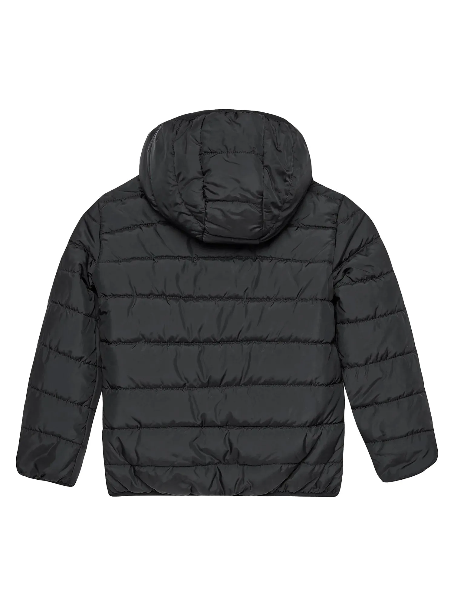 Piumino zip con cappuccio in nylon nero