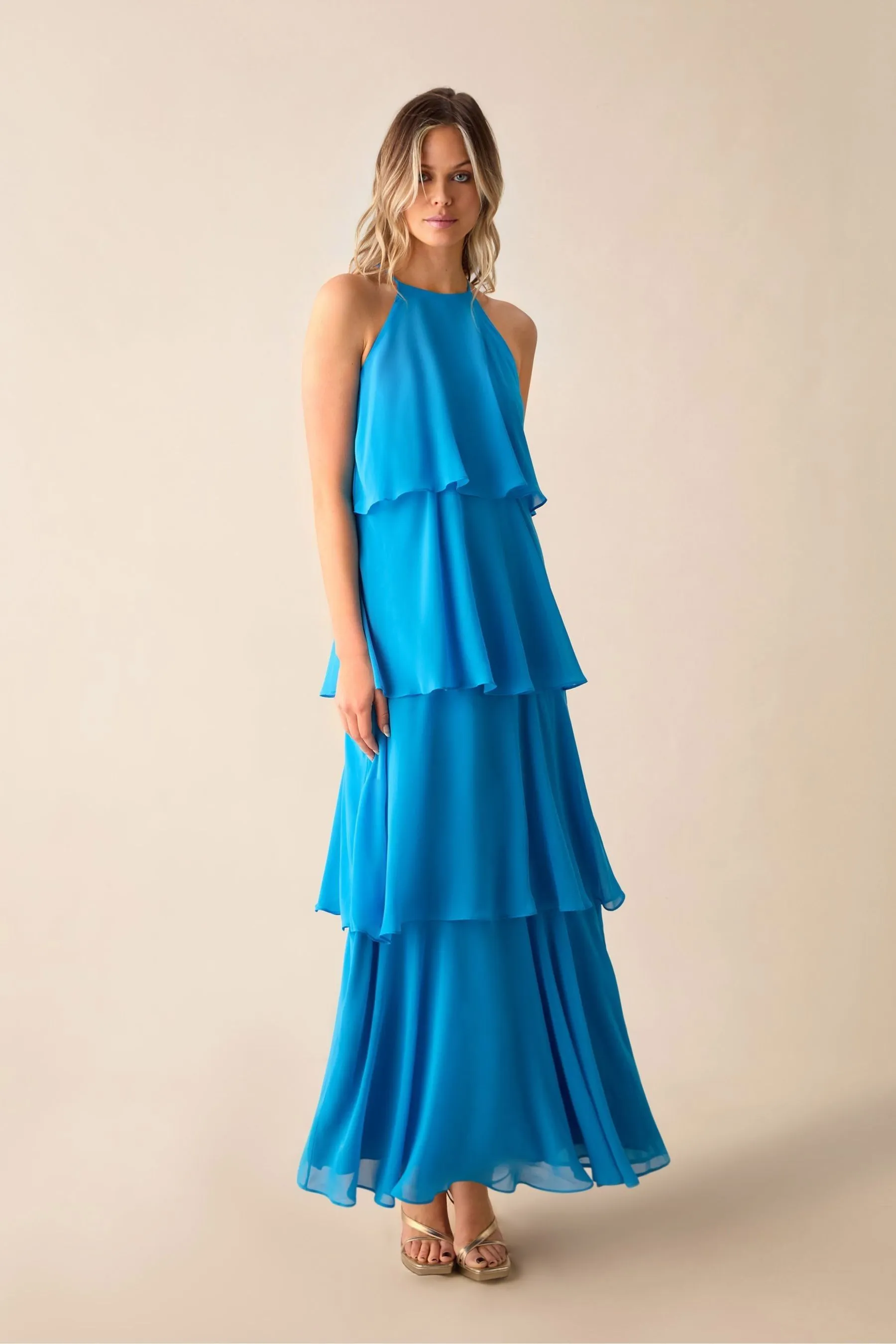 Ro&Zo Blue - Savannah Chiffon Tiered Maxi Dress