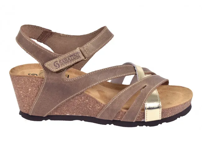 SABATINI SANDALI IN NABUK CON ZEPPA DONNA ESTATE 4351 S9694  EMANUELA BEIGE - PLATINO