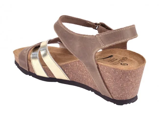 SABATINI SANDALI IN NABUK CON ZEPPA DONNA ESTATE 4351 S9694  EMANUELA BEIGE - PLATINO