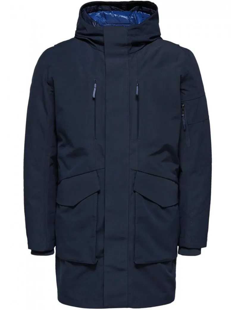 SELECTED HOMME parka uomo blu 2 in 1 con piumino