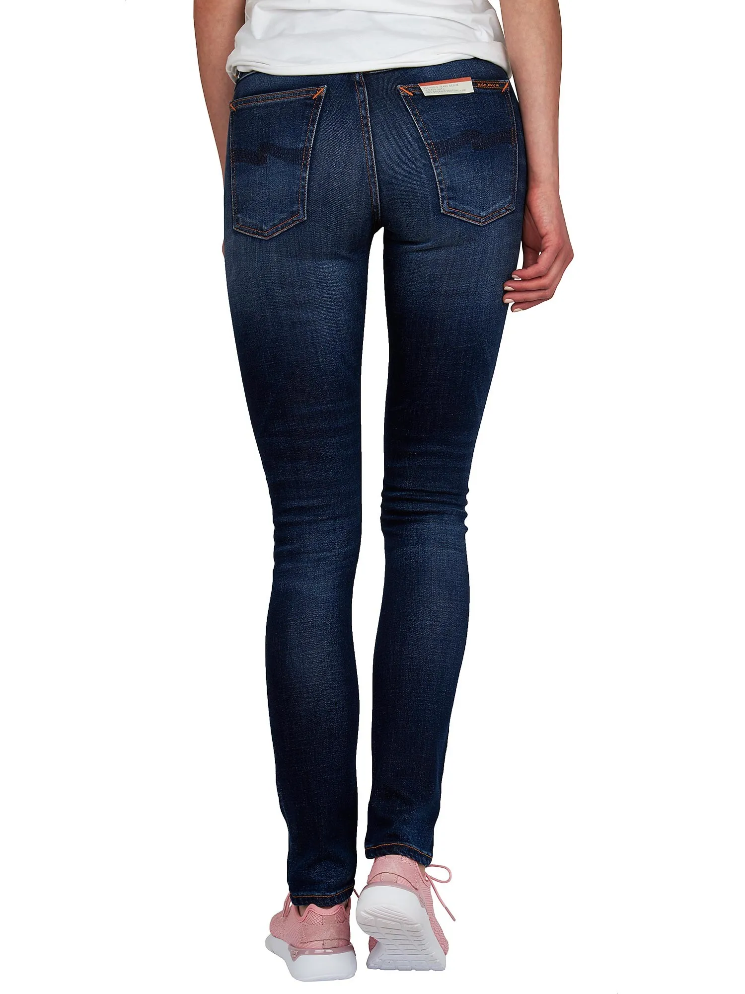 Skinny Fit women's jeans in stretch washed denim blue color