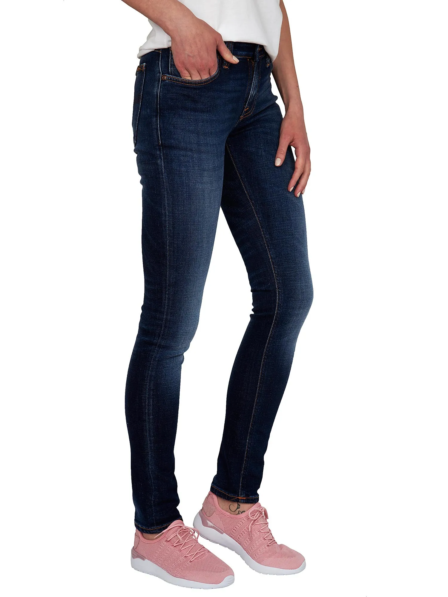 Skinny Fit women's jeans in stretch washed denim blue color