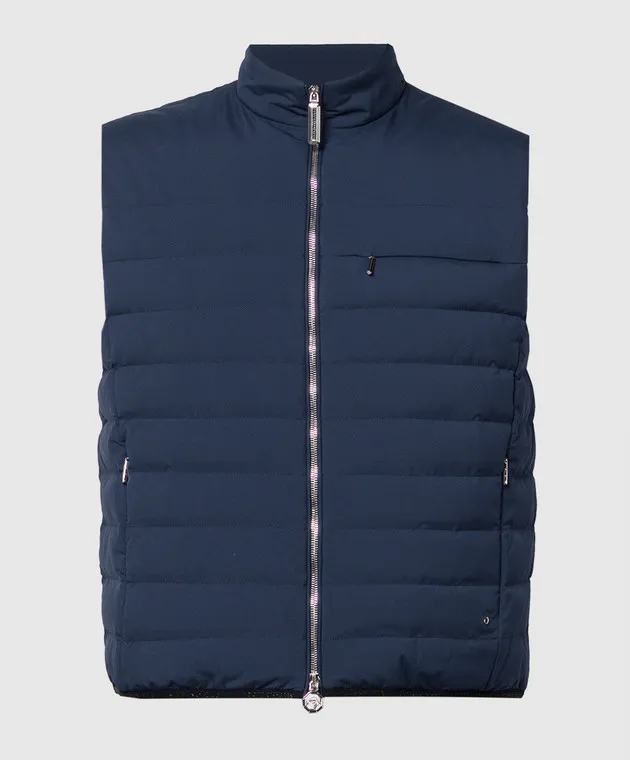 Stefano Ricci Gilet in piumino blu con logo MDJ4100100PL001H