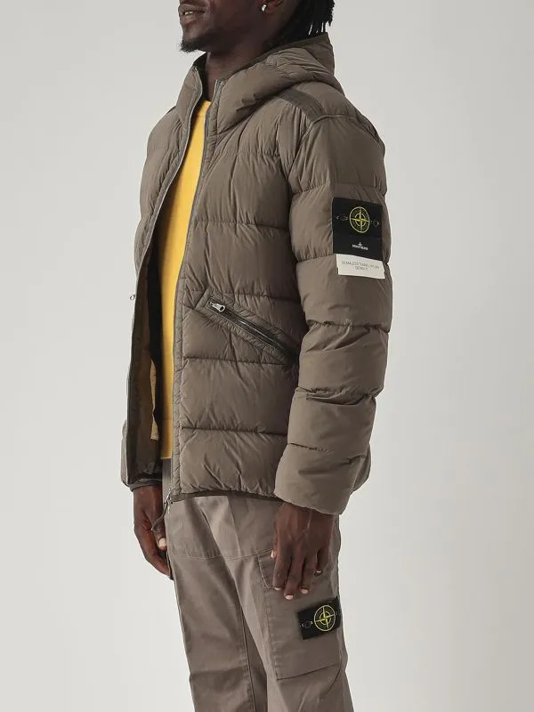 STONE ISLAND  Piumino uomo Stone Island in nylon tinto in capo Grigio Scuro