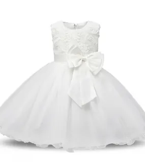 Teen Flower Girl Dress Princess Big Bow Damigella donore Prom Perline V Back Abito lungo Kids Girls Pageant Wedding Party Cerem