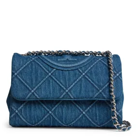 TORY BURCH  Borsa Fleming in denim blu